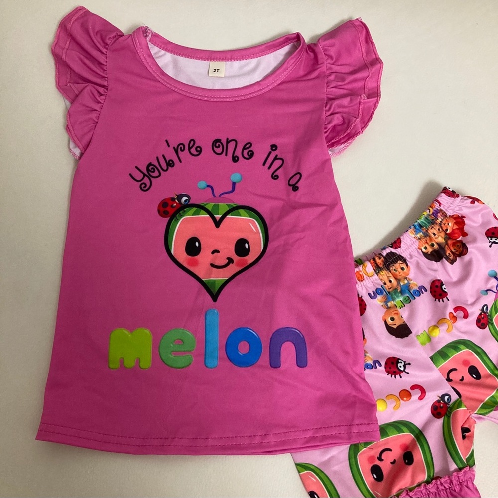 Cocomelon cute ruffle pink shorts set - Picture 3 of 6